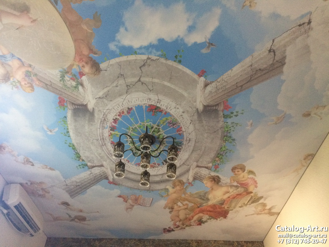 Printed stretch ceiling with 3D effect